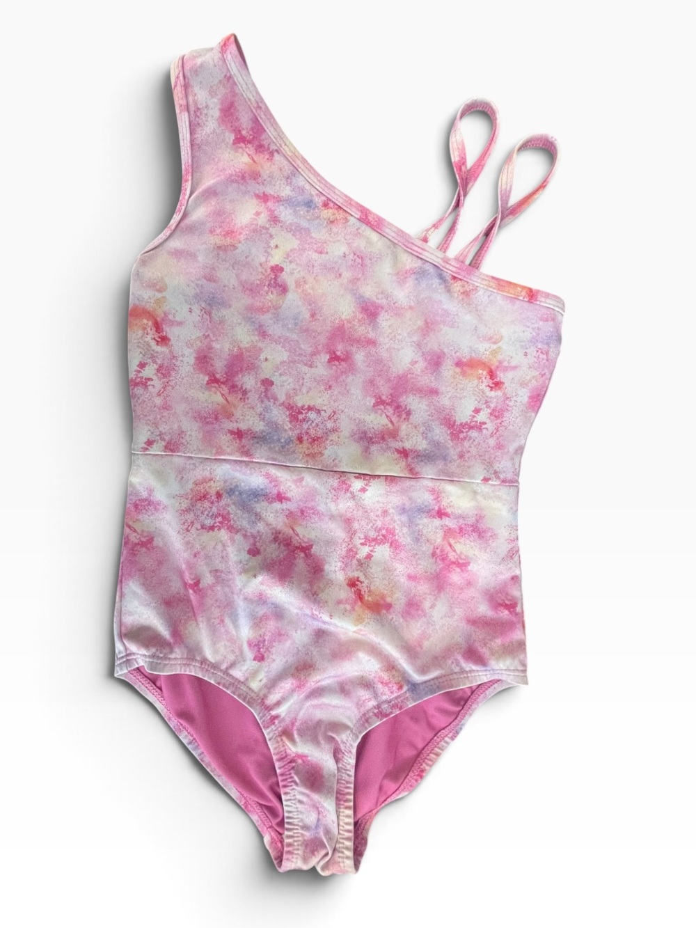 Cat & Jack Pink Tie-Dye One-Shoulder Girls' Swimsuit